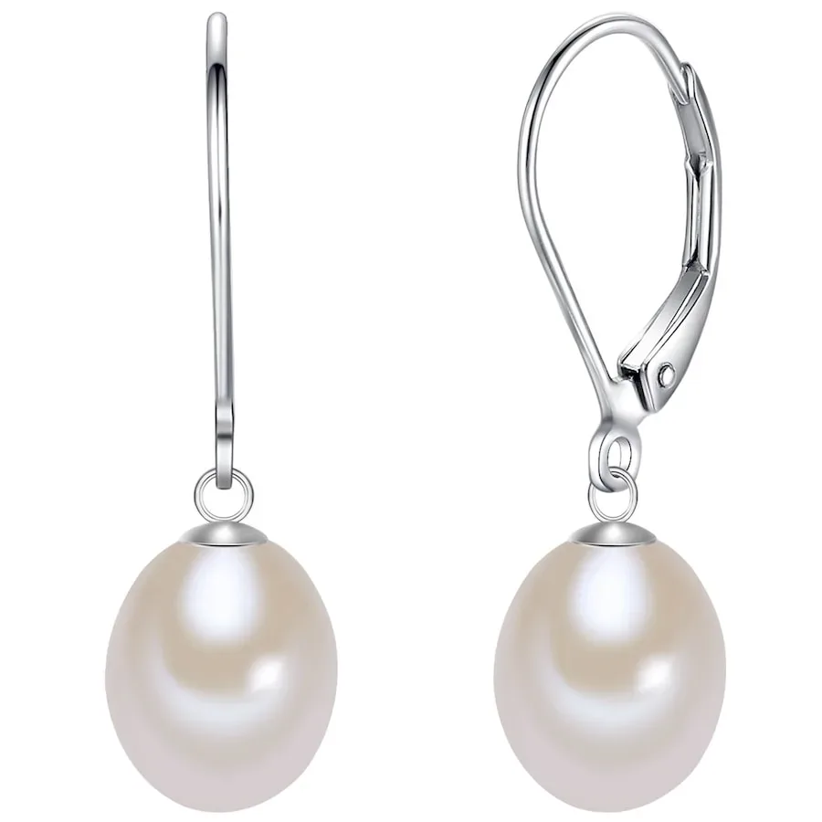 Lulu & Jane Perlen-Creolen Sterling Silber Süßwasser-Zuchtperle in Silber Ohrringe 1 ct Damen