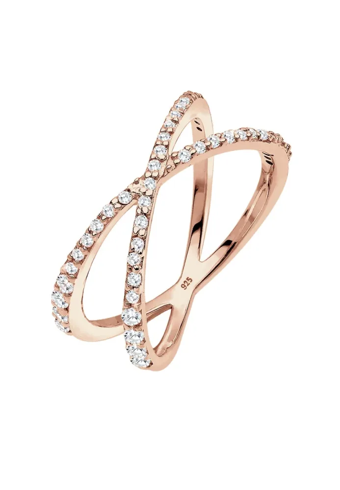 Elli Kreuz Symbol Zirkonia 925 Sterling Silber Ringe 1 ct Damen