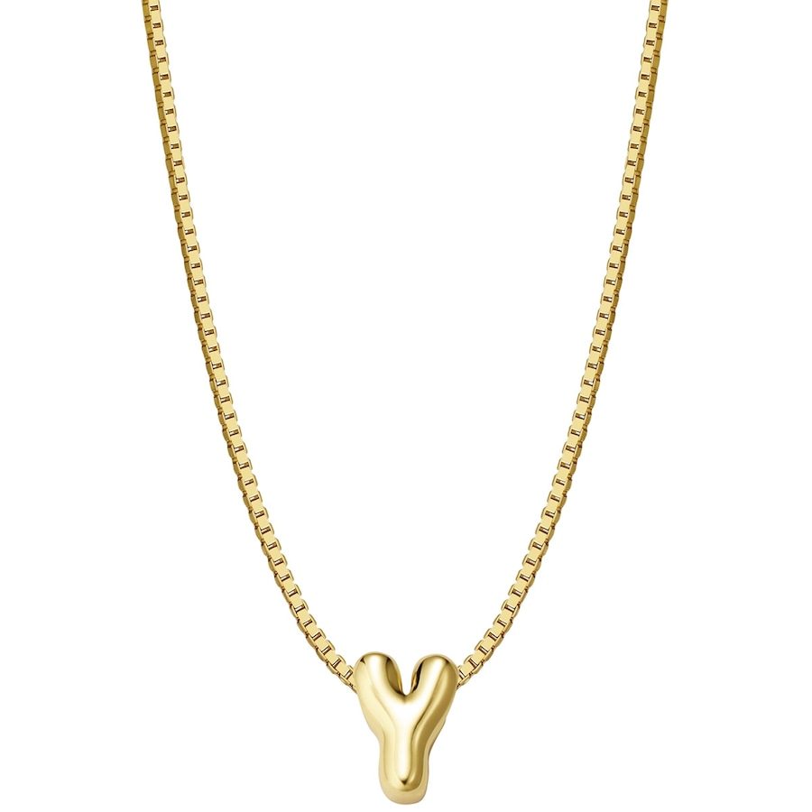 Glanzstücke München Halskette Buchstabe Y aus Sterling Silber in gelbgold Ketten 1 ct Damen
