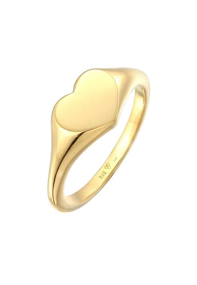 Elli Herz Liebe Siegelring 925 Silber Ringe 1 ct Damen
