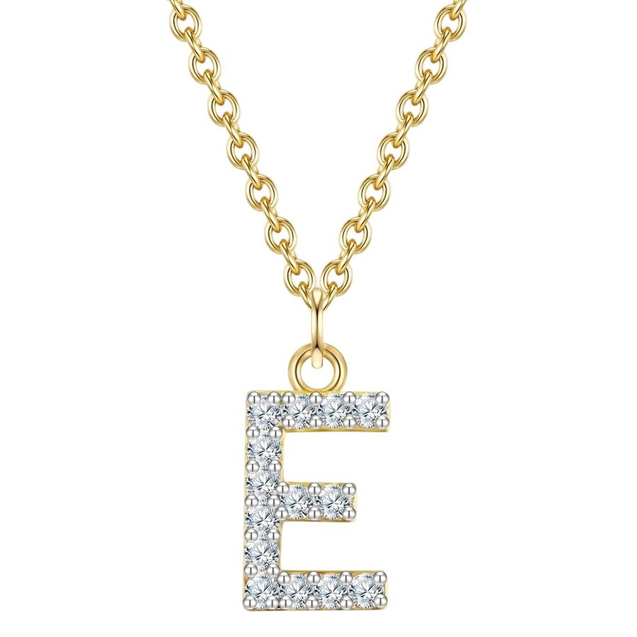 Glanzstücke München Halskette Buchstabe M aus Sterling Silber in gelbgold mit Zirkonia Ketten 1 ct Damen
