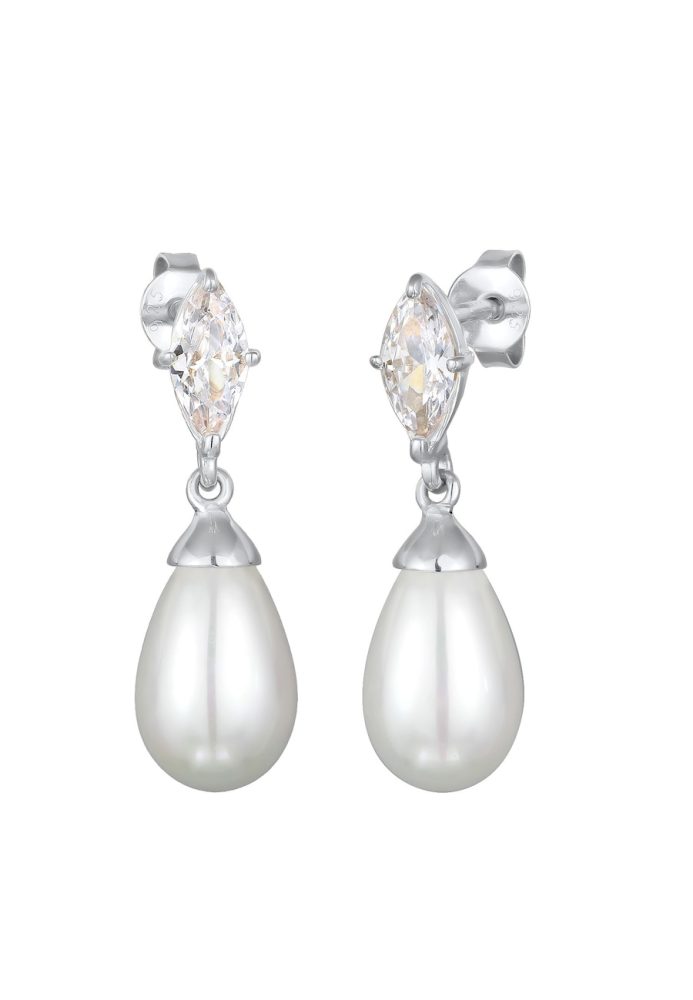 Elli Zirkonia Muschelkernperle Tropfen 925 Silber Ohrringe 1 ct Damen