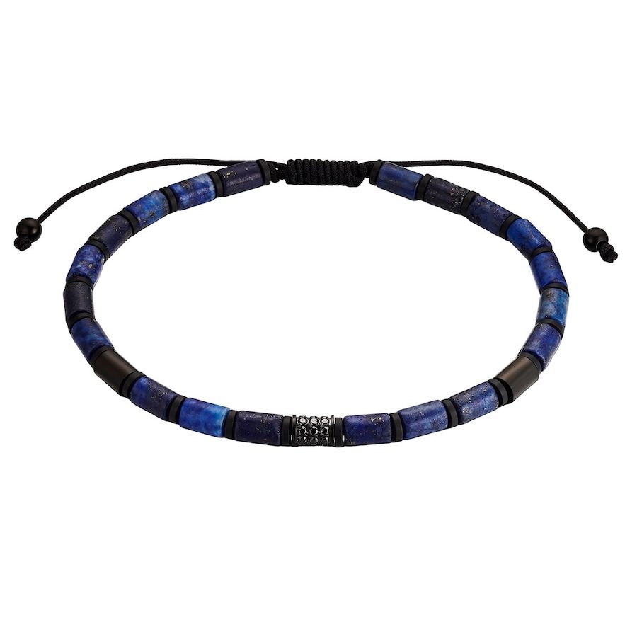 True Rebels Armband aus Edelstahl in schwarz mit Hämatit und Lapislazuli Armbänder & Armreife 1 ct Herren