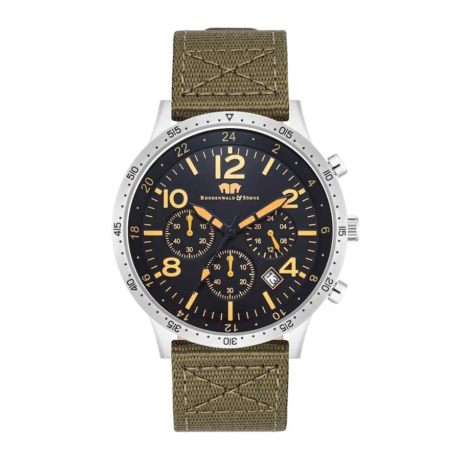 Rhodenwald & Söhne Armband-Uhr Flight Captain aus Nylon in silber Uhren 1 ct Herren