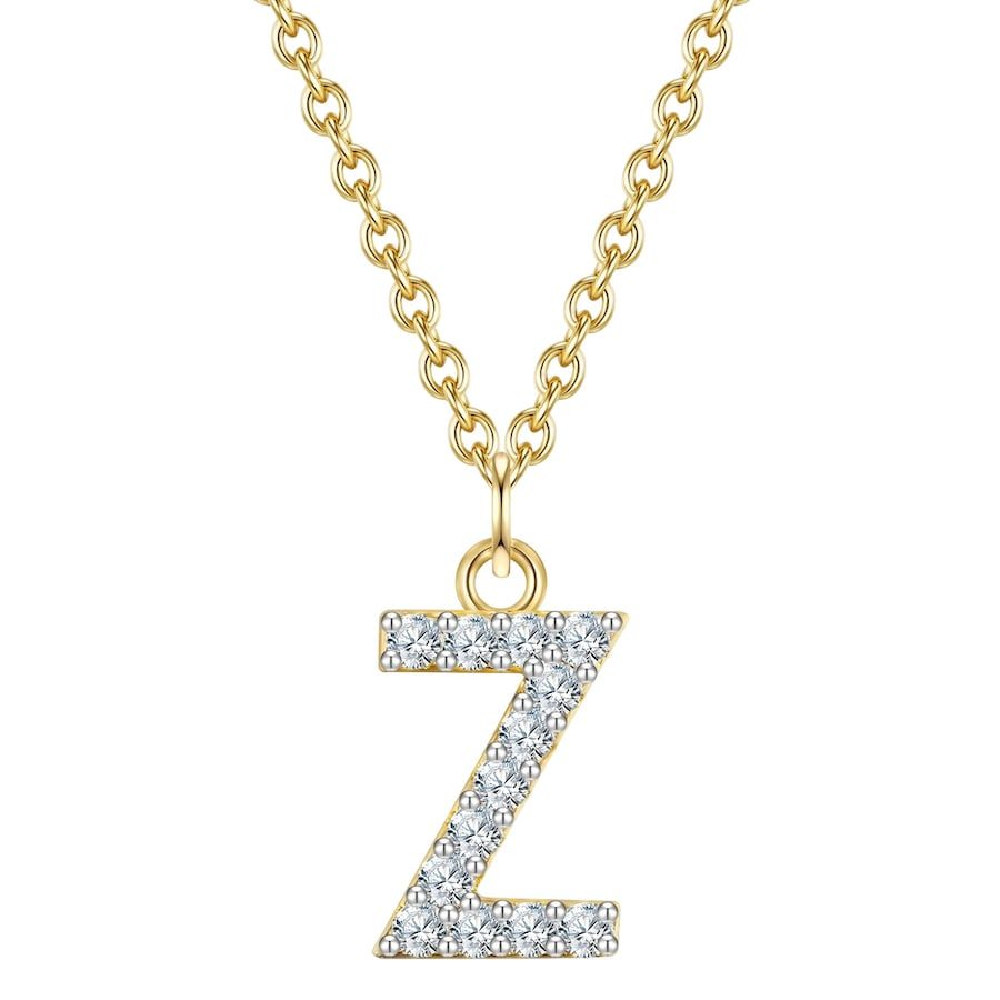 Glanzstücke München Halskette Buchstabe M aus Sterling Silber in gelbgold mit Zirkonia Ketten 1 ct Damen