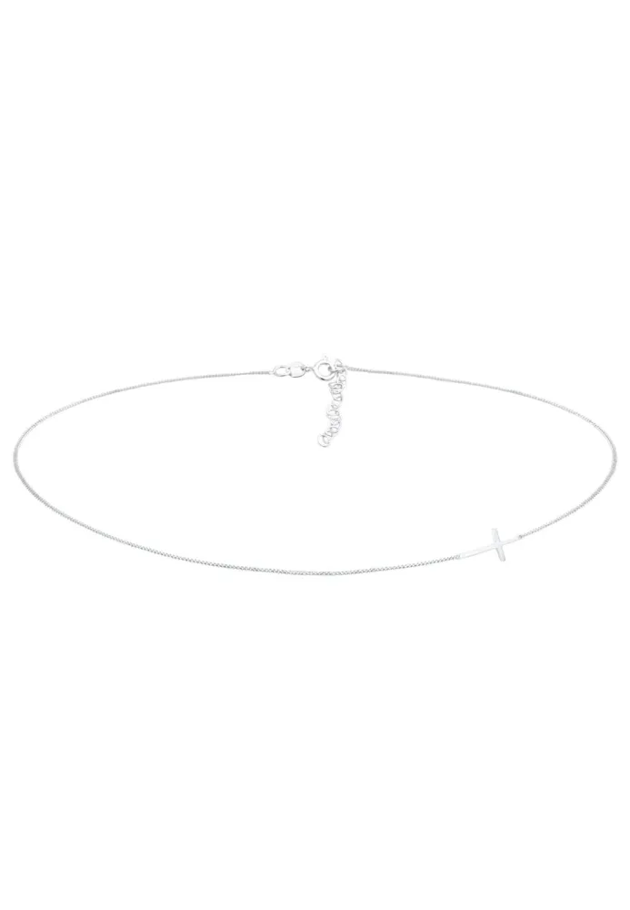 Elli - Halskette Choker Kreuz, 36cm, Silber