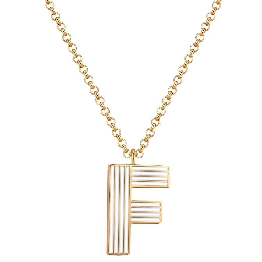Glanzstücke München Halskette Buchstabe F aus Edelstahl in Gelbgold Ketten 1 ct Damen