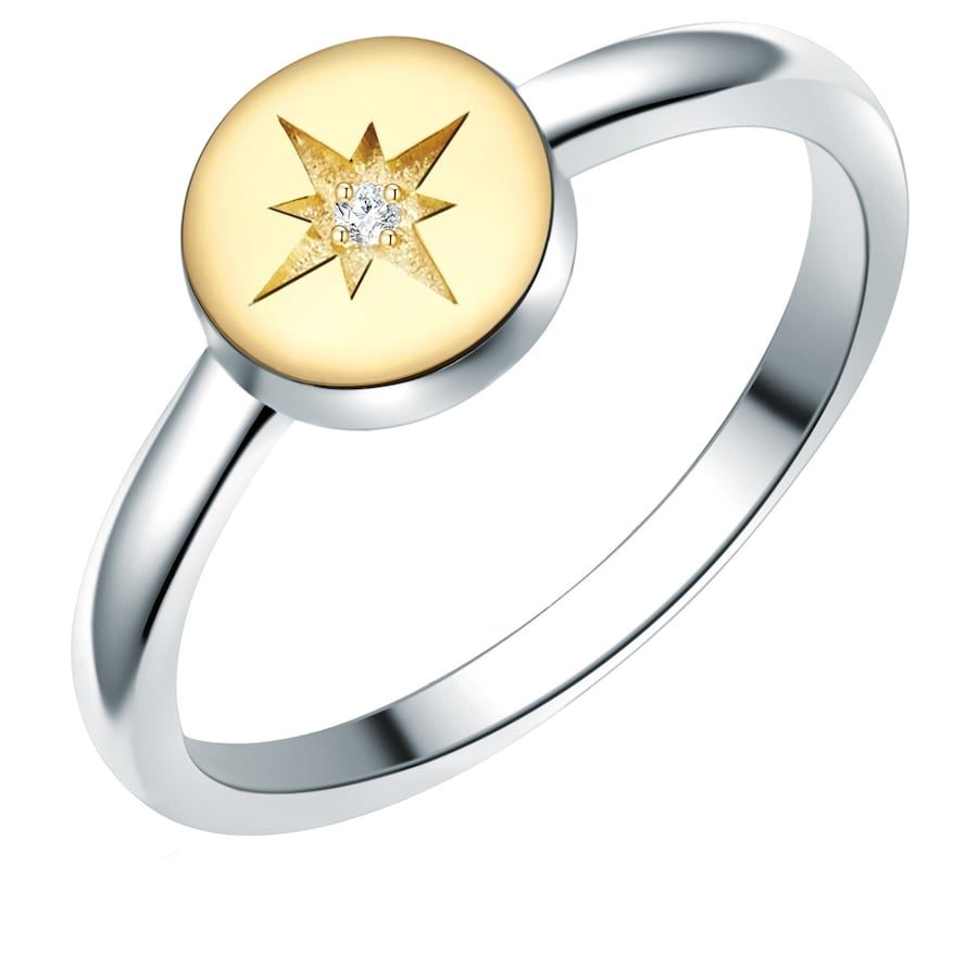 Lulu & Jane Diamant-Ring Sterling Silber Diamant in Silber/Gelbgold Ringe 1 ct Damen