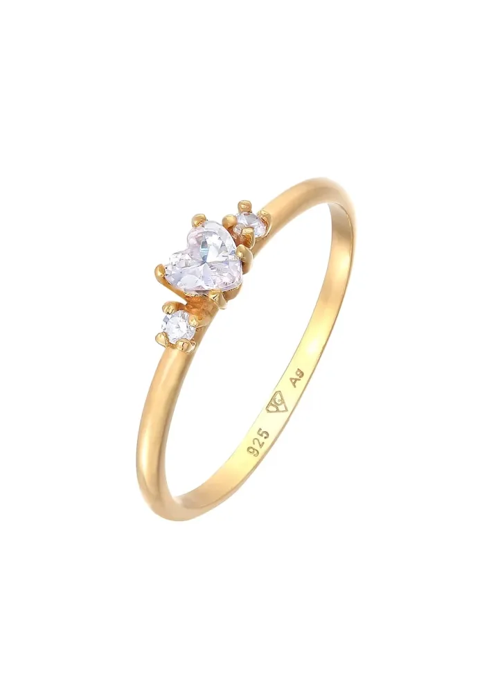 Elli Herz Zirkonia Liebe Verlobung 925 Silber Ringe 1 ct Damen