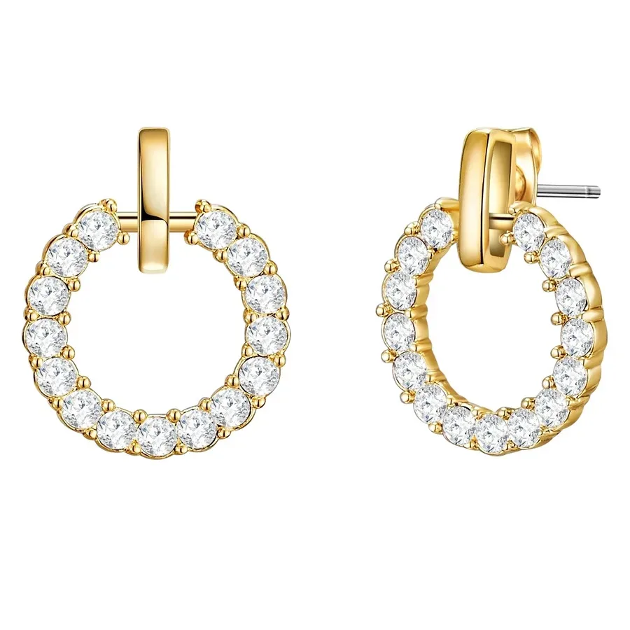 Lulu & Jane Ohrstecker Kreis Messing verziert mit Kristallen von Swarovski® in Gelbgold Ohrringe 1 ct Damen
