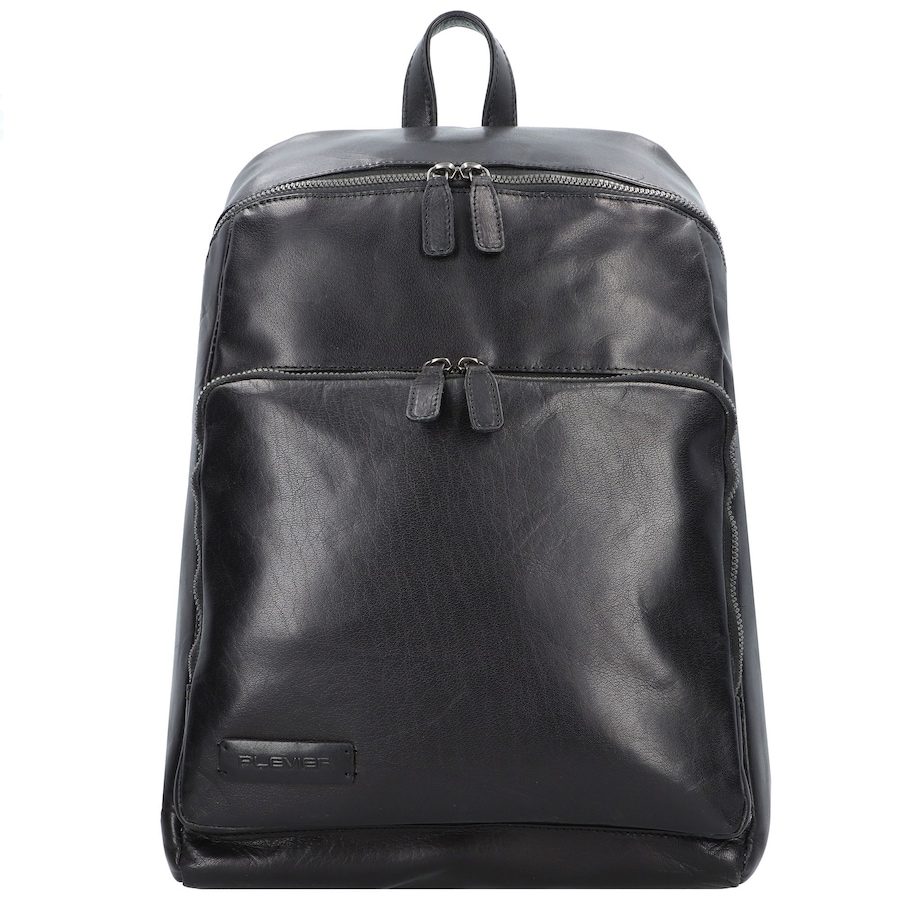 Plevier Rock Amaril Business-Rucksack Leder 43 cm Laptopfach Reisetaschen 1 ct Schwarz Herren