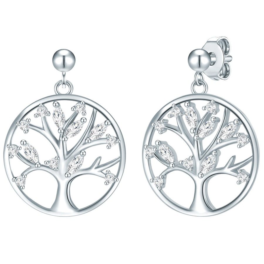 Rafaela Donata Ohrhänger Baum des Lebens Sterling Silber Zirkonia in Gelbgold Ohrringe 1 ct Damen