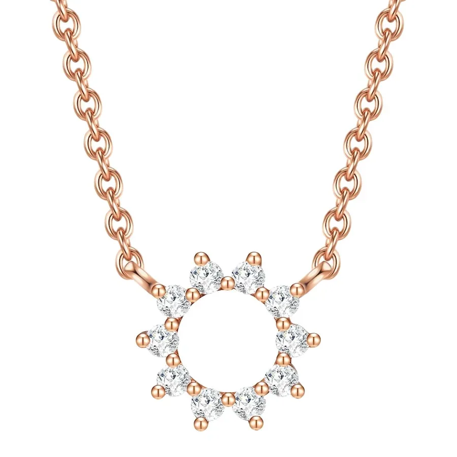 Glanzstücke München Halskette Blume/Kreis Sterling Silber Zirkonia in Silber Ketten 1 ct Damen