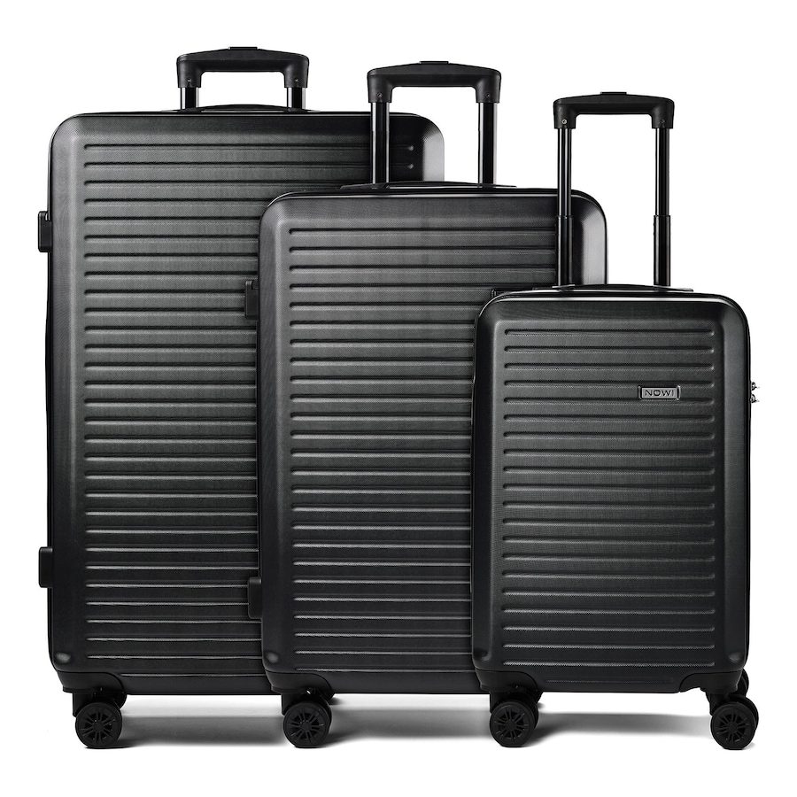 NOWI Grand Canaria 4-Rollen Kofferset 3tlg. mit Doppelrollen Reisetaschen 1 ct Schwarz Herren