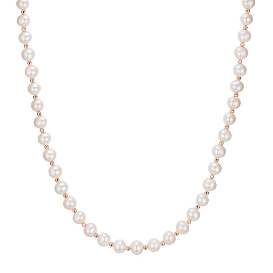 Valero Pearls Perlen-Kette aus Sterling Silber in roségold mit Süßwasser-Zuchtperle Ketten 1 ct Damen