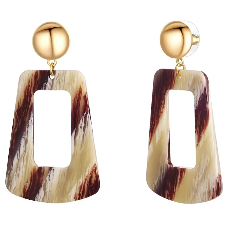 Lulu & Jane Ohrhänger Metall-Legierung Acryl in Gelbgold Ohrringe 1 ct Damen