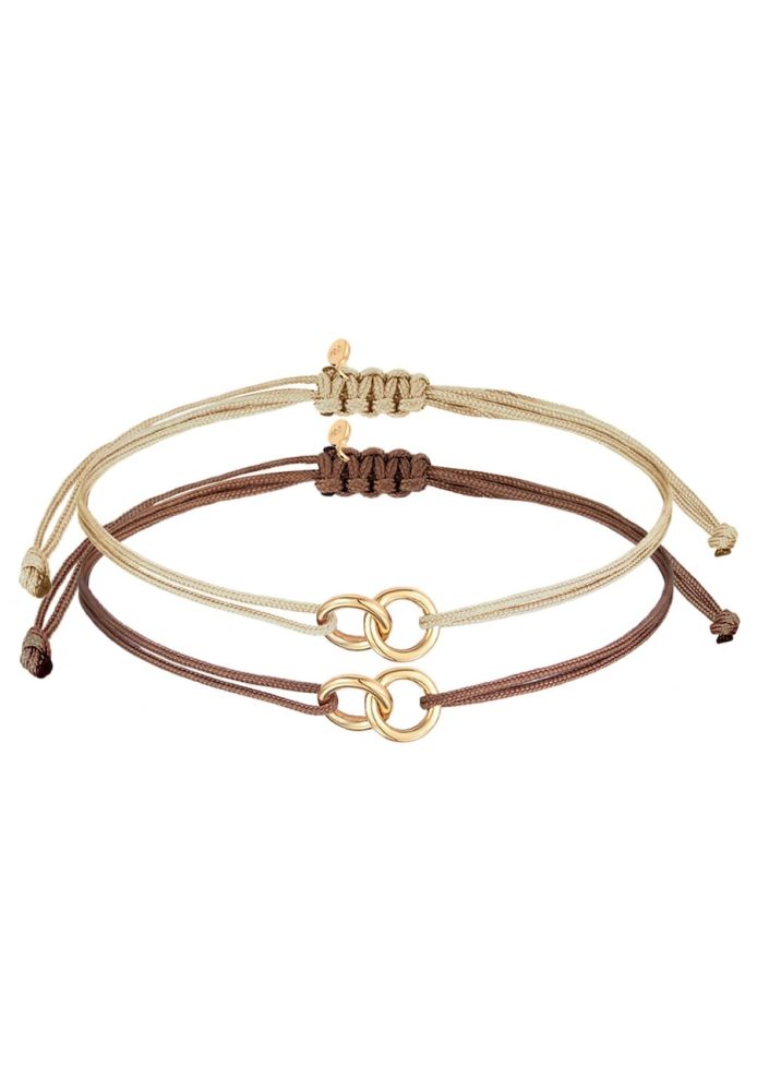 Elli Kreis Infinity Textilarmband Set 925 Silber vergoldet Armbänder & Armreife 1 ct Damen