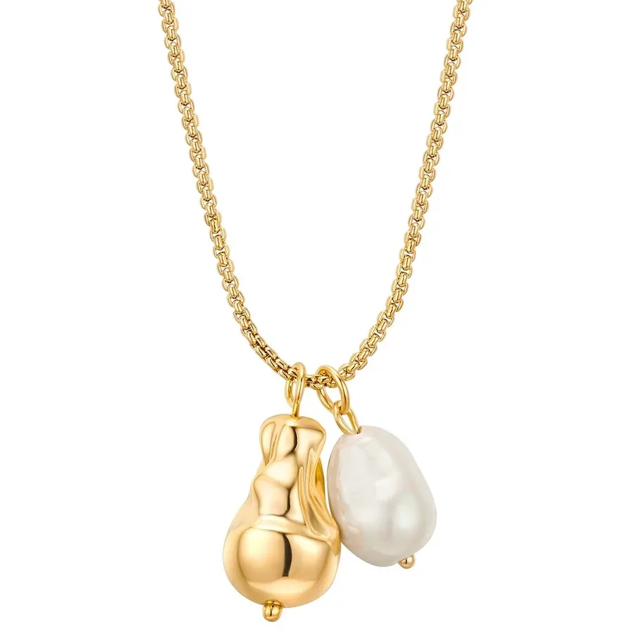 Yokoamii Halskette Metall Muschelkernperle in Gelbgold Ketten 1 ct Damen