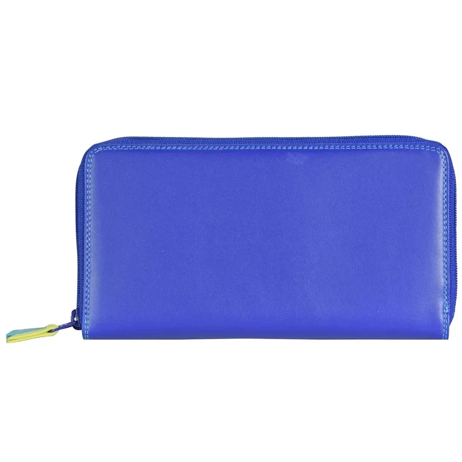 Mywalit Large Double Zip Around Purse Geldbörse Leder 18 cm Portemonnaies 1 ct Blau Damen