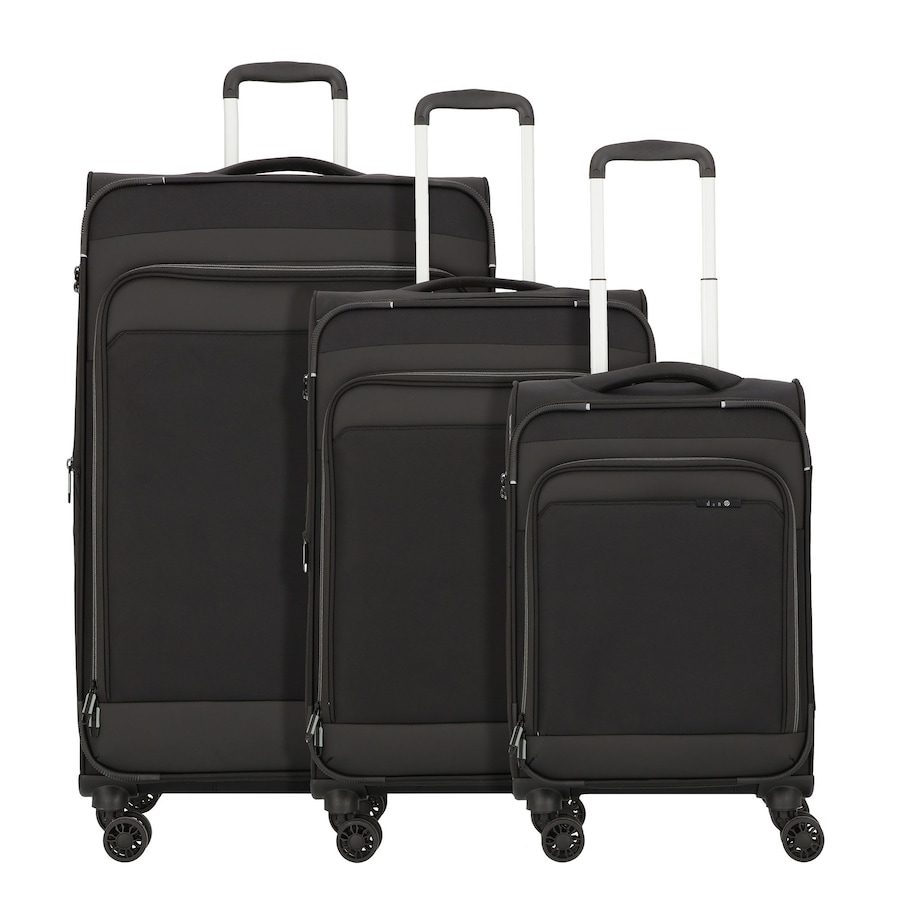 d & n Travel Line 9504 4 Rollen Kofferset 3-teilig mit Dehnfalte Reisetaschen 1 ct Schwarz Herren