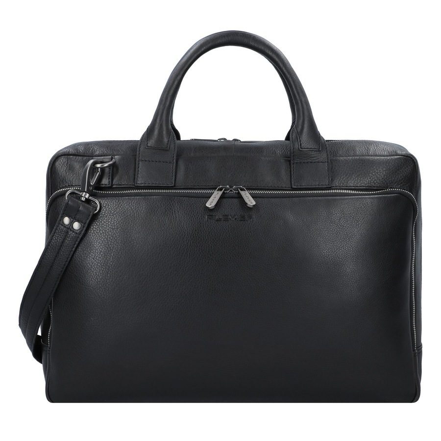 Plevier Vintage Bill Aktentasche Leder 40 cm Laptopfach Laptoptaschen 1 ct Schwarz Herren