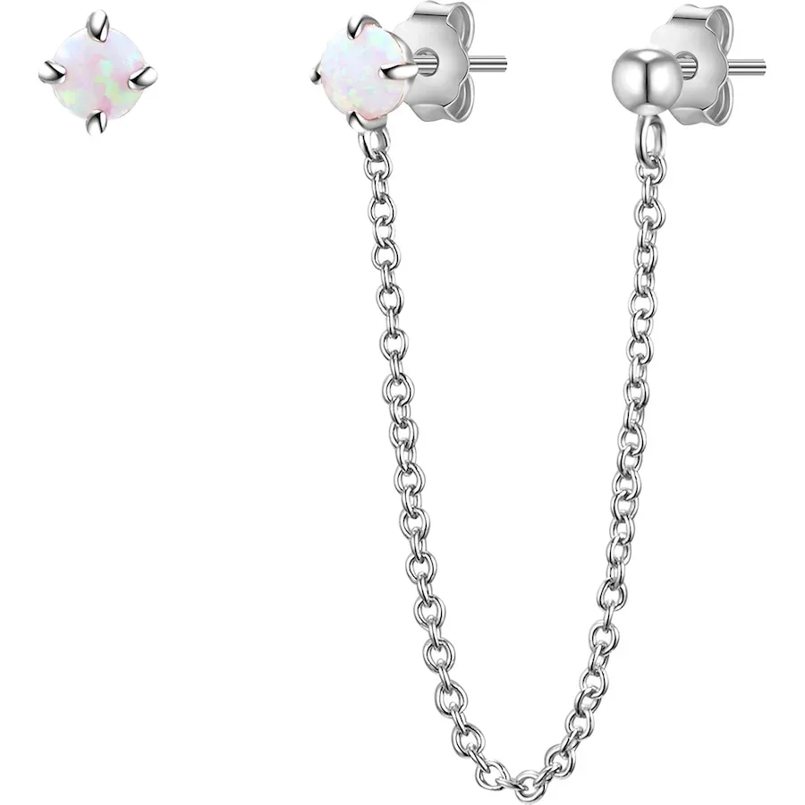 Glanzstücke München Ohrstecker Sterling Silber Opal (synth.) in Silber Ohrringe 1 ct Damen