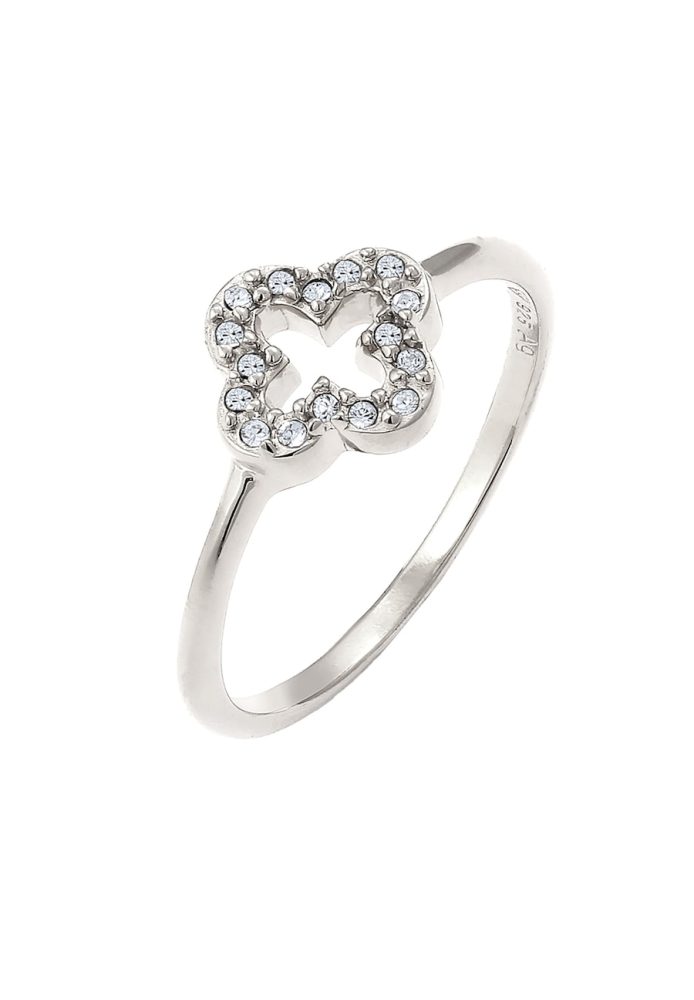 Elli Kleeblatt Weiß 925 Sterling Silber, mit Kristallen von Swarovski® Ringe 1 ct Damen