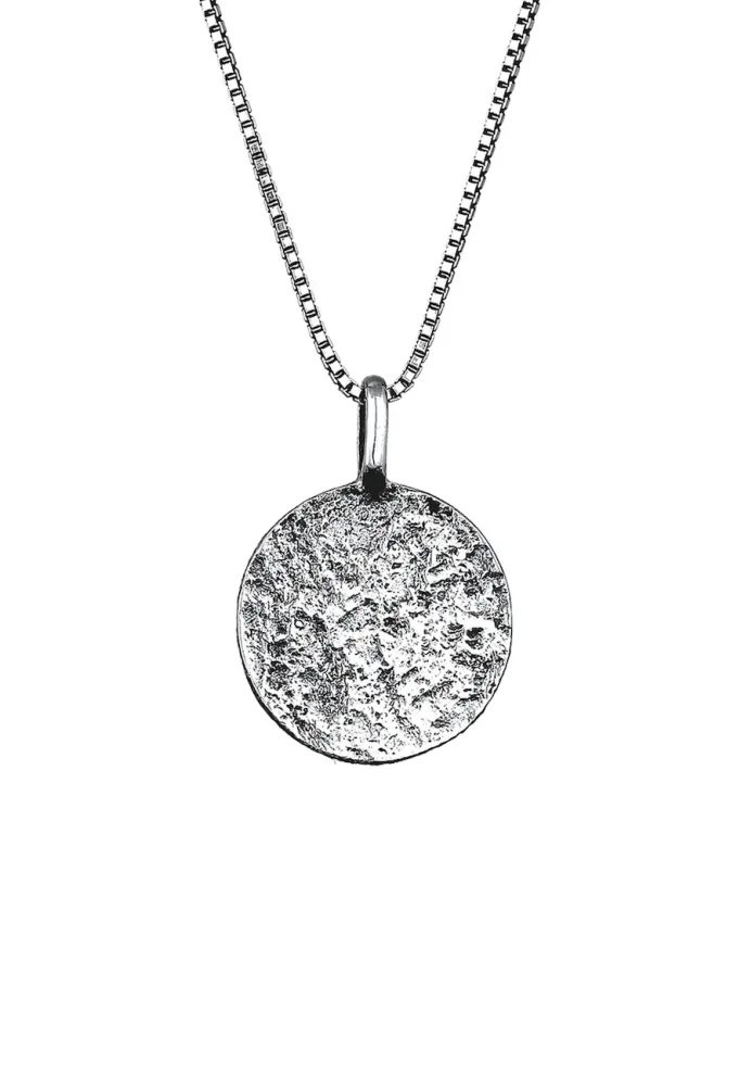 Kuzzoi - Halskette  Basic Coin Plättchen Gehämmert, 55 CM, Schwarz