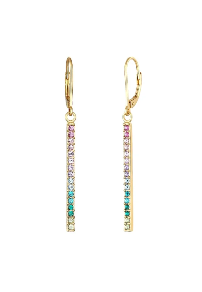 Elli Stab Sparkling Kristalle Rainbow 925 Silber vergoldet Ohrringe 1 ct Damen