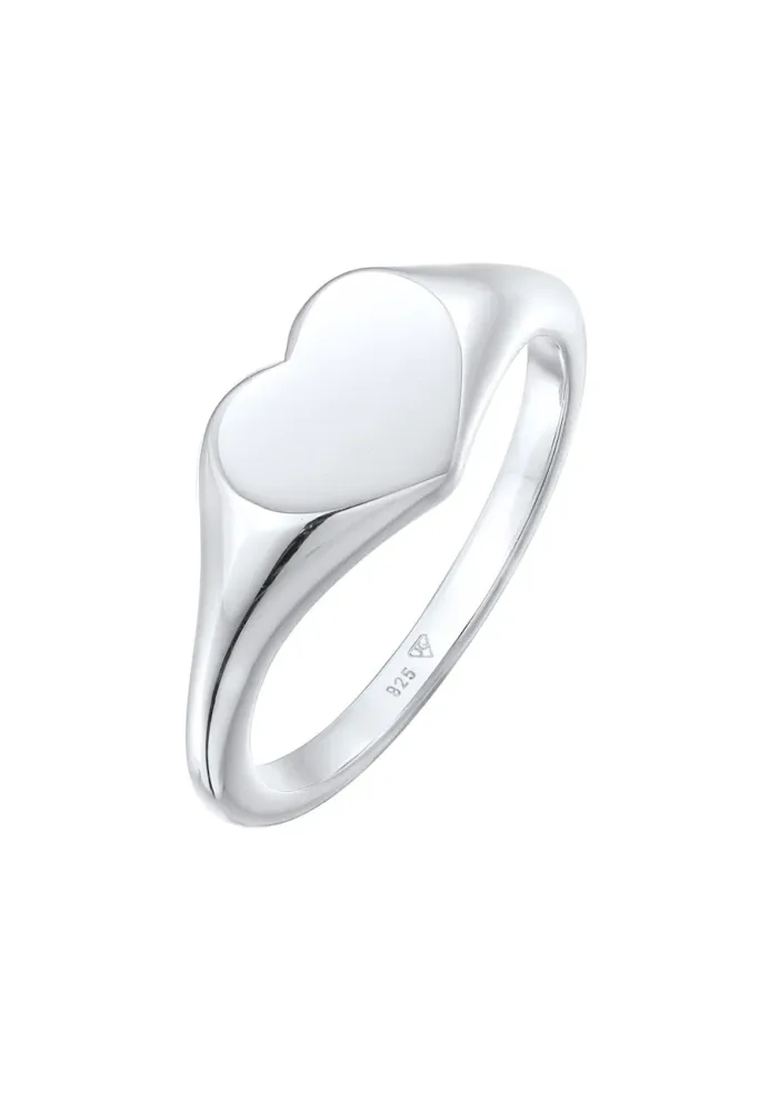 Elli Herz Liebe Siegelring 925 Silber Ringe 1 ct Damen