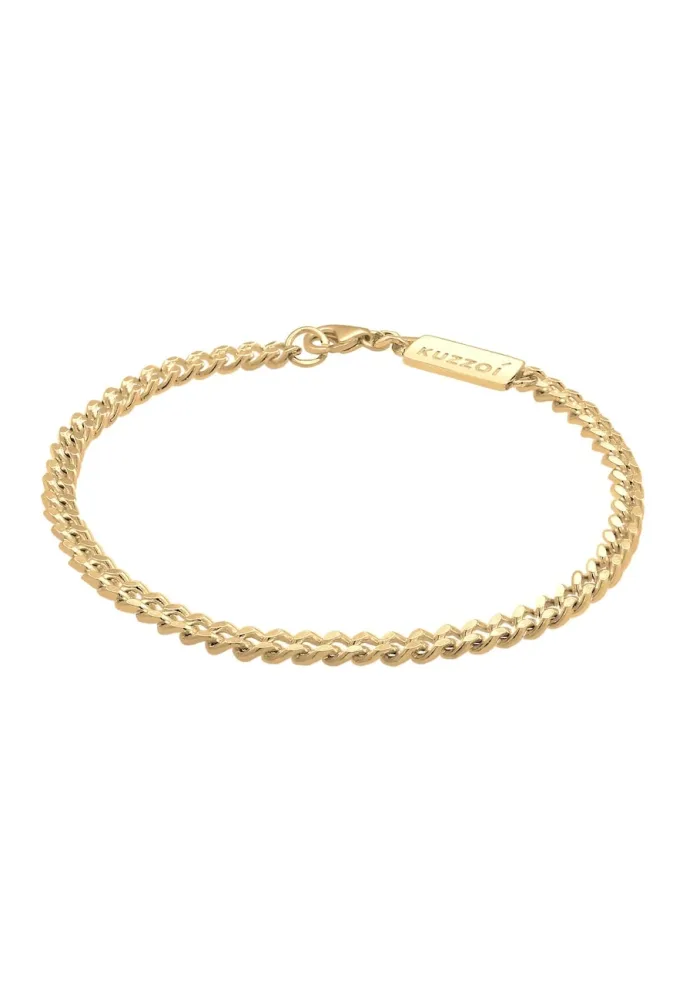 KUZZOI Herren Panzerkette Massiv Basic Piece 925 Silber Armbänder & Armreife 1 ct