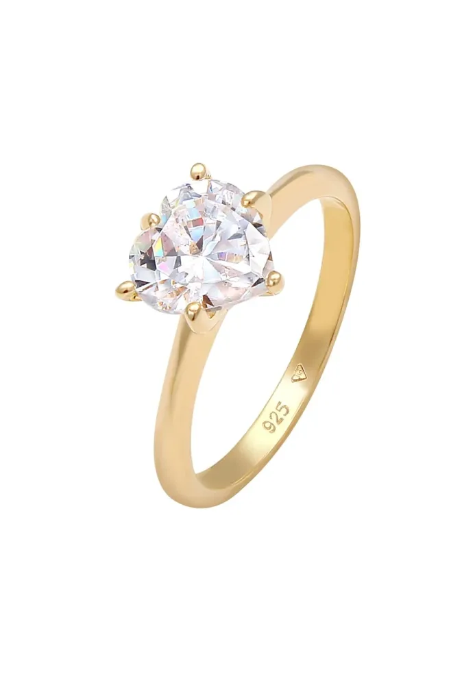 Elli - Ring Herz Zirkonia, 54mm, Weiss