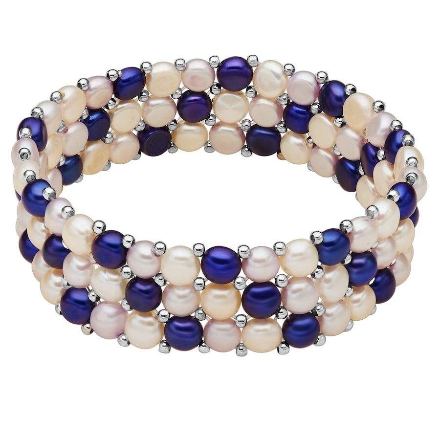 Lulu & Jane Perlen-Armband Messing Süßwasser-Zuchtperle in Silber Armbänder & Armreife 1 ct Damen