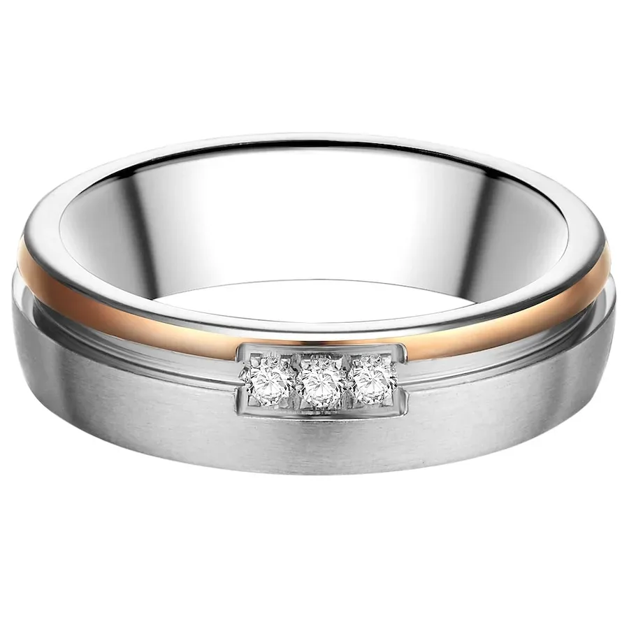 Trilani Ring aus Edelstahl in silber/roségold mit Zirkonia Ringe 1 ct Damen