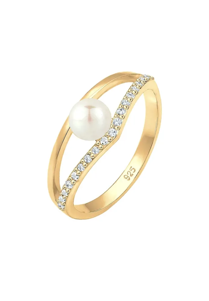 Elli Süßwasserzuchtperle Kristalle 925 Sterling Silber Ringe 1 ct Damen