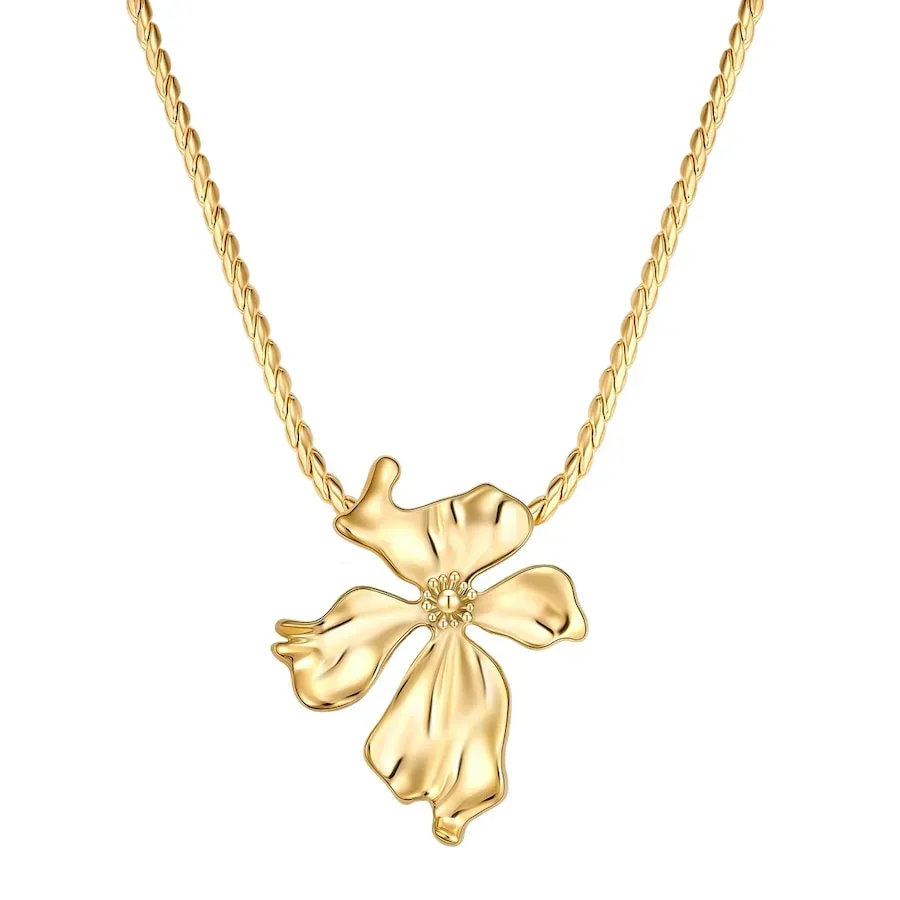 Yokoamii Halskette Blume aus Metall-Legierung in gelbgold Ketten 1 ct Damen