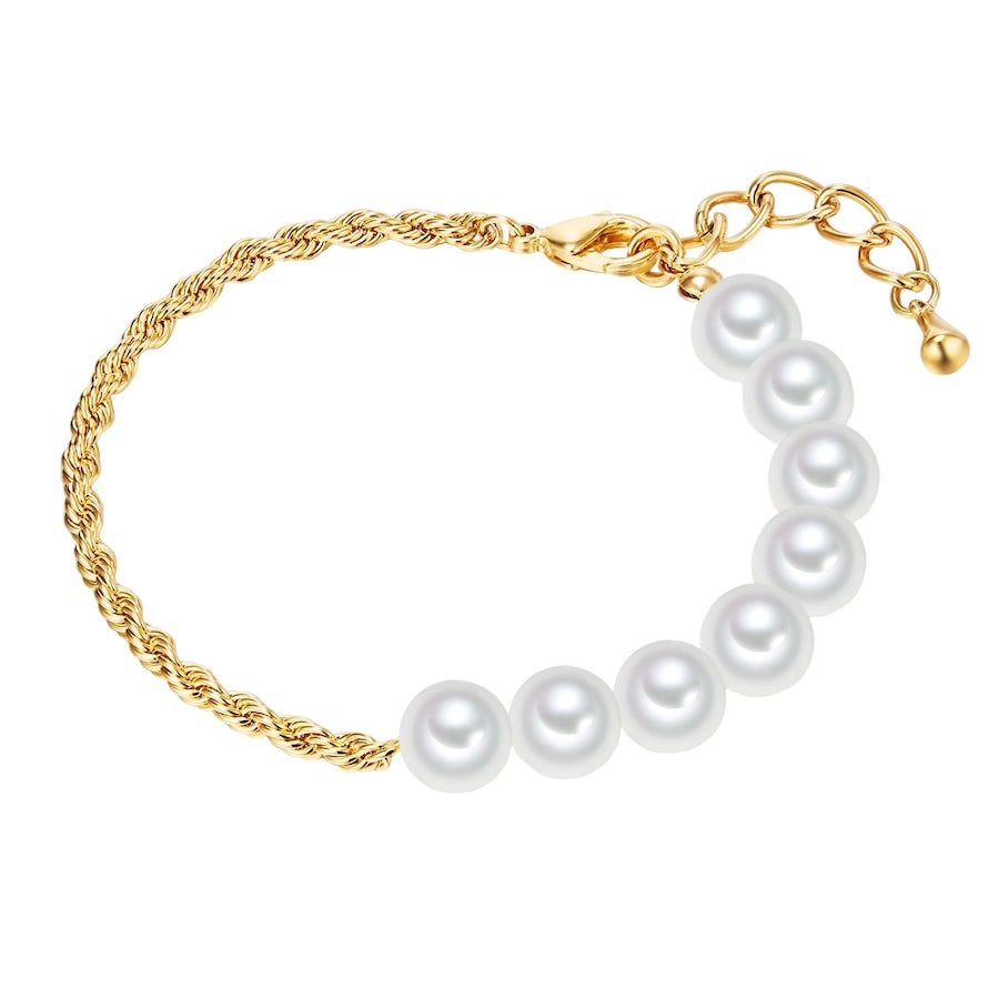 Lulu & Jane Perlen-Armband aus Messing in Gelbgold mit Muschelkernperle Armbänder & Armreife 1 ct Damen