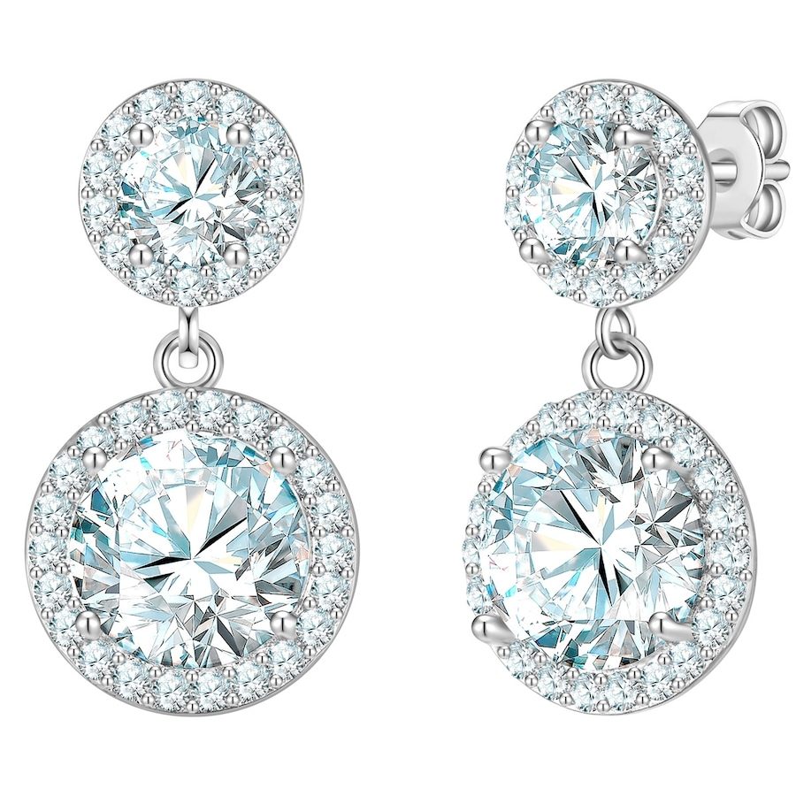 Yokoamii Ohrhänger aus Messing in silber mit Zirkonia Ohrringe 1 ct Damen