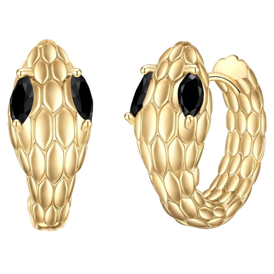 Yokoamii Creolen Schlange aus Messing in gelbgold mit Zirkonia Ohrringe 1 ct Damen
