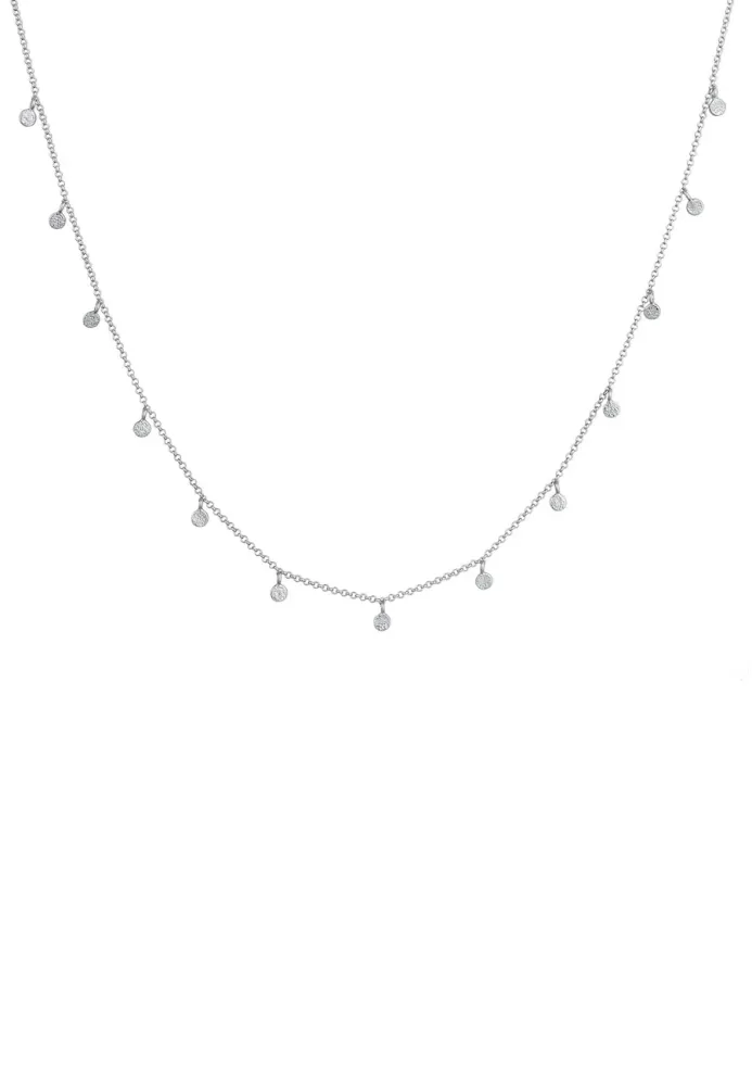 Elli - Halskette Plättchen Coin Rund Matt Struktur, 40cm, Silber