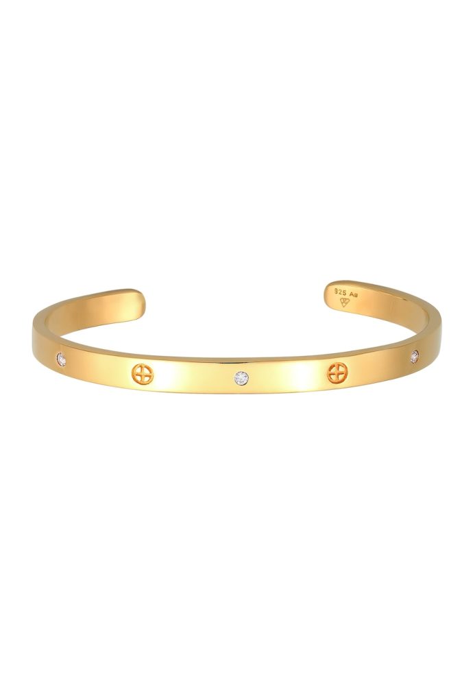 Elli PREMIUM Geo Bangle Kreuz Minimal Zirkonia 925 Silber Armbänder & Armreife 1 ct Damen