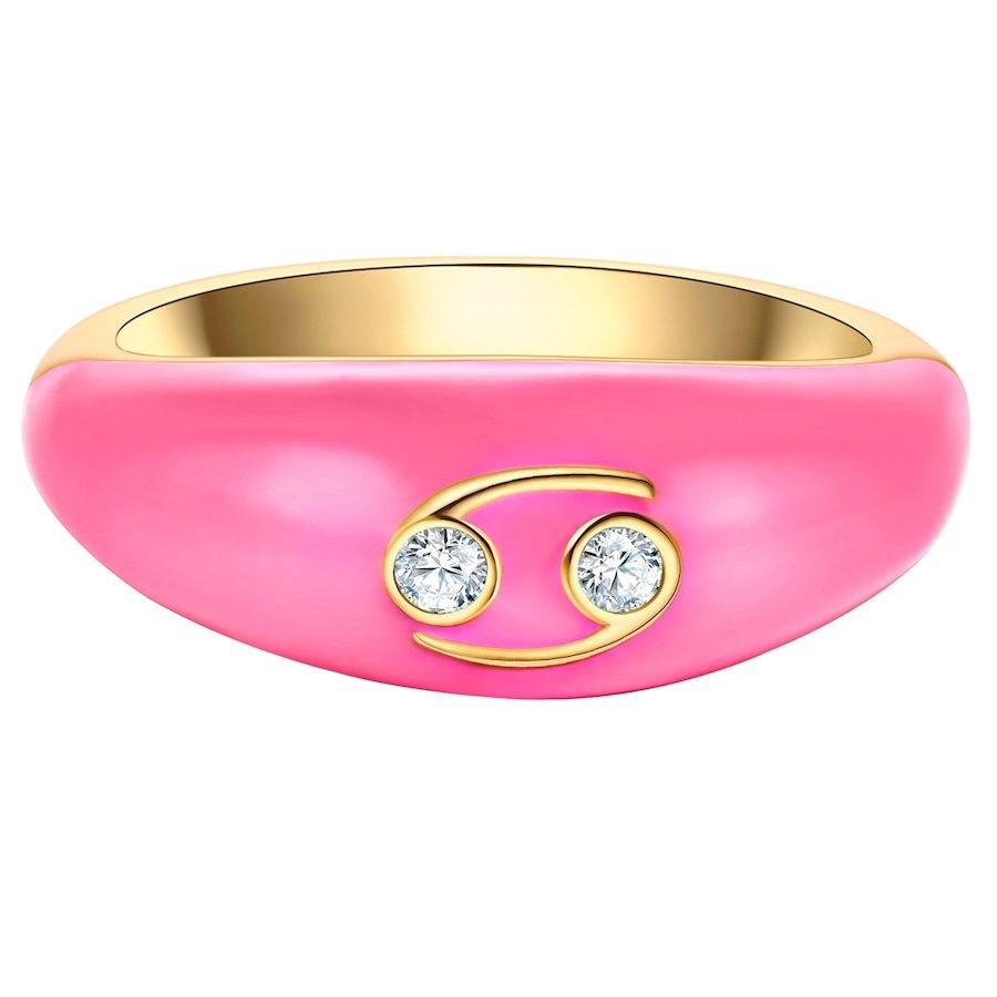 Glanzstücke München Ring Sternzeichen Krebs aus Sterling Silber in Gelbgold mit Zirkonia Ringe 1 ct Damen