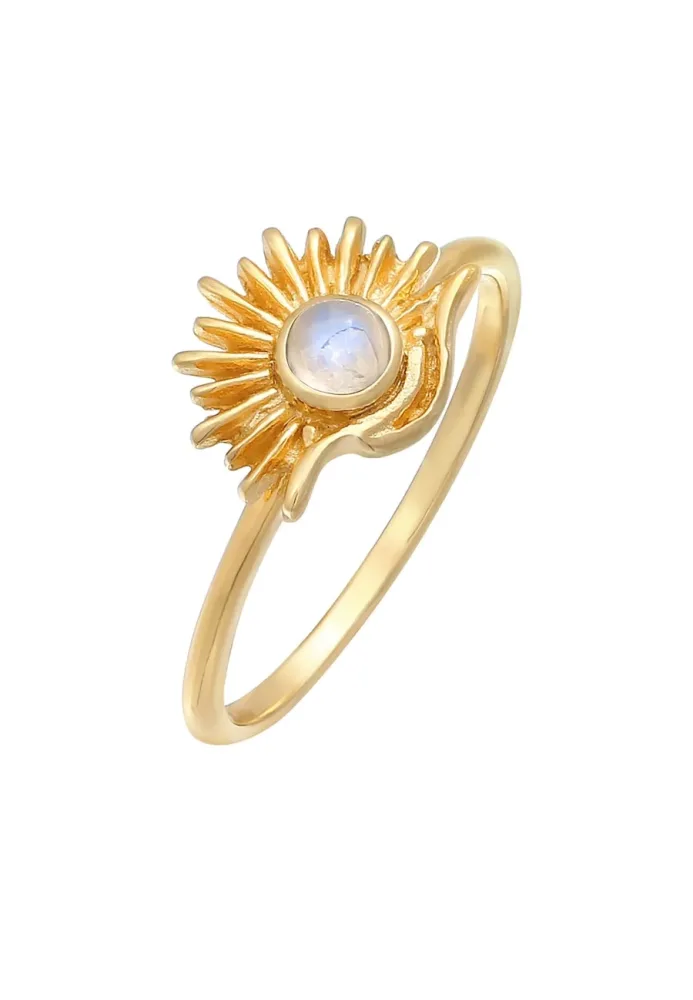 Elli - Ring Mondstein Sonne Astro Boho Style, 52mm, Gold