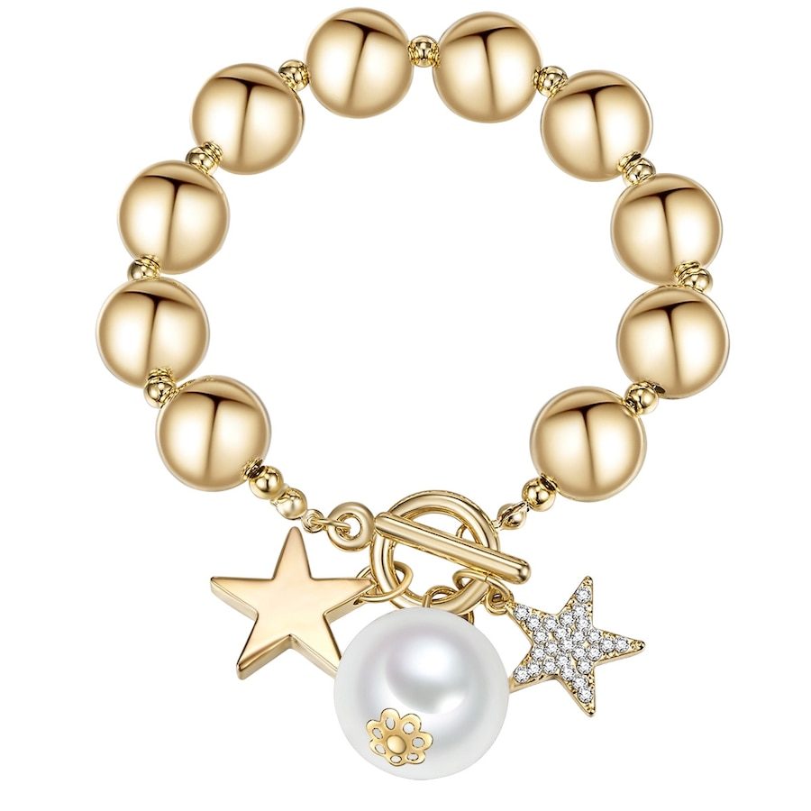 Lulu & Jane Armband Stern Metall-Legierung Glas Perle (synth.) in Gelbgold Armbänder & Armreife 1 ct Damen