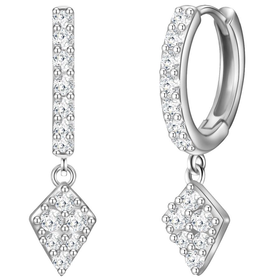 Glanzstücke München Creolen Raute Sterling Silber Zirkonia in Silber Ohrringe 1 ct Damen