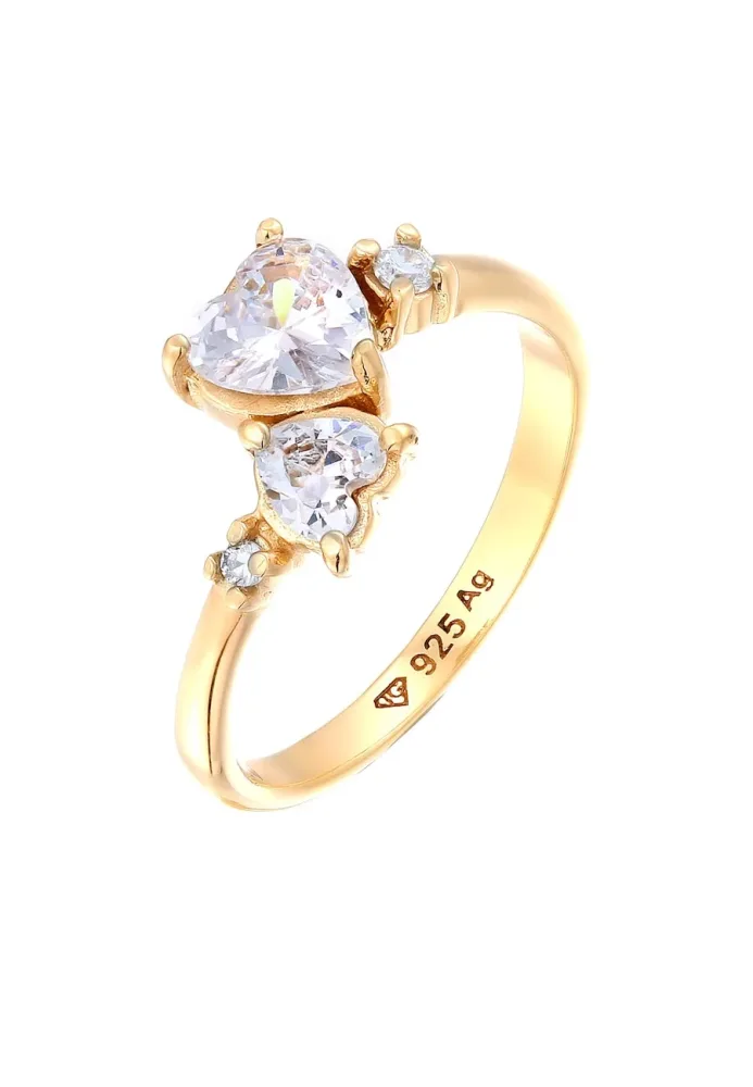 Elli Herz Zirkonia Weiß Verlobung 925 Sterling Silber Ringe 1 ct Damen