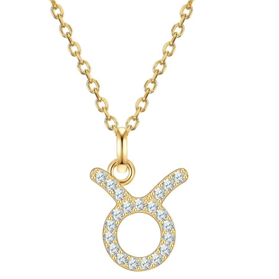 Glanzstücke München Halskette Sternzeichen Stier aus Sterling Silber in gelbgold mit Zirkonia Ketten 1 ct Damen