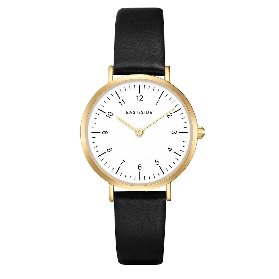 EASTSIDE Quarzuhr Rosehill in Gelbgold Echtleder in Schwarz Uhren 1 ct Damen