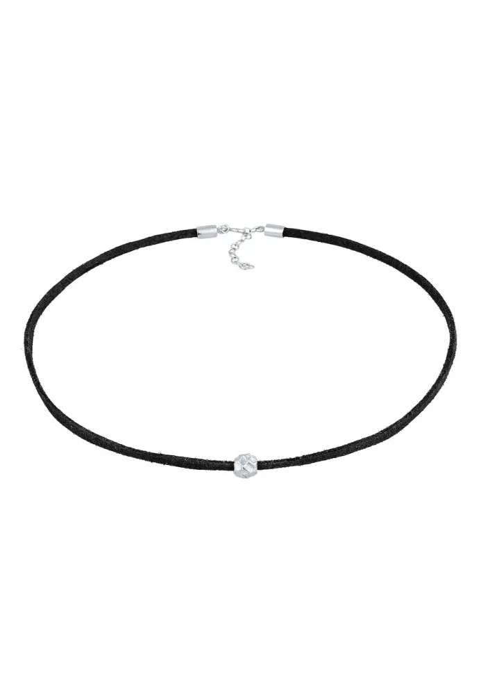 Elli Choker Velour Leder Bead Trend 925 Silber Ketten 1 ct Damen