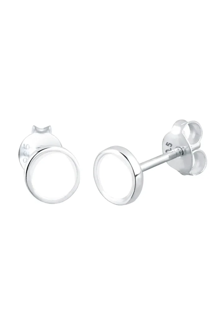 Elli - Ohrringe Basic Geo Kreis Emaille, One Size, Weiss